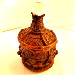 Vintage Trinket Box Brown with Crystal on Top